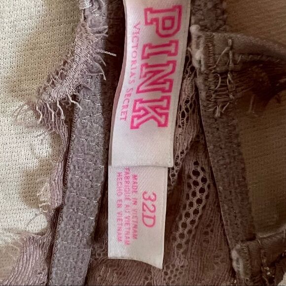 Victoria’s Secret PINK Lace Push-Up Strappy Back Bra Size 32D - Picture 3 of 4